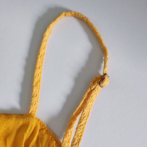 Mooloola summer dress women's size 8 yellow perforated floral lining cotton - Picture 8 of 15